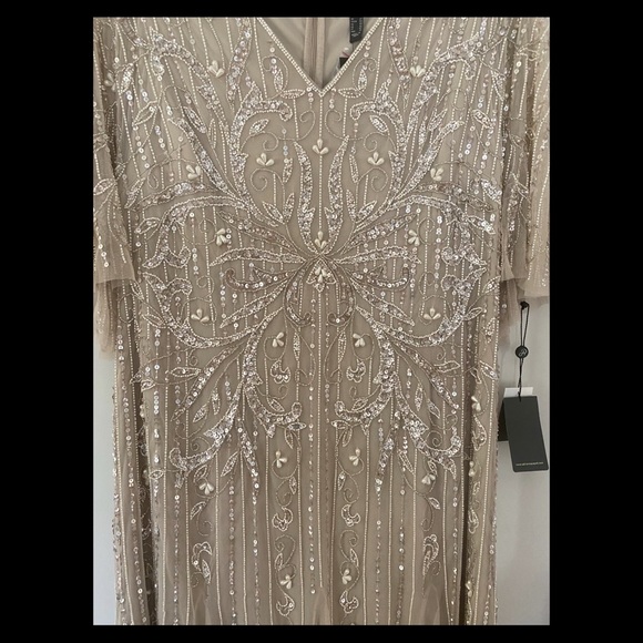 Adriana Papell Beaded Cape Gown - Picture 3 of 5